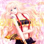  bad_id bad_pixiv_id blonde_hair blue_eyes breasts earrings fuji_saki gloves jewelry large_breasts long_hair macross macross_frontier midriff sheryl_nome shorts single_earring solo tattoo underboob 