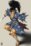  black_hair dororo_(tezuka) hyakkimaru_(dororo) japanese_clothes katana male_focus muscle ponytail solo sword teba weapon 
