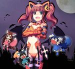  animal_ears cat_ears food_themed_hair_ornament ganaha_hibiki hair_ornament halloween idolmaster idolmaster_(classic) kisaragi_chihaya minase_iori multiple_girls pos pumpkin_hair_ornament takatsuki_yayoi 