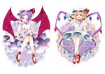  april_blue bad_id bad_pixiv_id bat_wings blonde_hair flandre_scarlet flower hat lavender_hair multiple_girls ponytail red_eyes remilia_scarlet rose short_hair siblings side_ponytail sisters touhou white_flower white_rose wings 