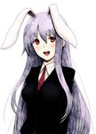  animal_ears bunny_ears formal hiroya_juuren long_hair purple_hair red_eyes reisen_udongein_inaba solo suit touhou 