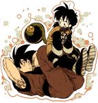  :d arms_behind_head aura ball black_hair blush clothes_writing dougi dragon_ball dragon_ball_(object) dragon_ball_z exercise father_and_son frown hat hat_removed headwear_removed knees_up legs_up long_hair long_sleeves looking_back lowres lying male_focus monkey_tail multiple_boys muscle nitako on_back open_mouth pants shoe_soles shoes sitting sitting_on_person sleeves_past_wrists smile son_gohan son_gokuu tail tail_hold 