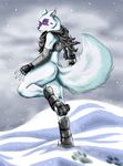  alopex anthro arctic_fox bakameganekko bandage big_butt bottomless butt canine claws clothed clothing female fox fur gloves half-dressed looking_at_viewer looking_back mammal solo teenage_mutant_ninja_turtles thick_thighs white_fur yellow_eyes 