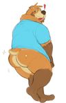  bear bottomless butt chisuun clothed clothing colored embarrassed half-dressed horrorbuns male mammal mooning solo white_backgrounnd 