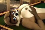  anthro anthrofied big_breasts breast_grab breasts crossgender dreamworks edit female lying mammal nipples over_the_hedge oystercatcher7 photo_manipulation photomorph pool_table raccoon rj_(over_the_hedge) 
