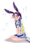  1boy animal_ears black_hair bunny_ears character_request chatora_haineko cum hairband jersey simple_background solo toudou_jinpachi uniform yowamushi_pedal 