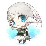  :o au_ra blue_eyes chibi dragon_girl dragon_horns empty_eyes final_fantasy final_fantasy_xiv horns long_hair lowres minono_aki open_mouth red_ribbon ribbon silver_hair simple_background solo white_background 