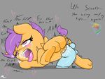  anal anal_insertion anal_penetration blush dialogue dildo female friendship_is_magic insertion mrmilky my_little_pony open_mouth penetration pussy rainbow_dash_(mlp) saliva scootaloo_(mlp) sex_toy simple_background sweat vaginal vaginal_insertion vaginal_penetration 