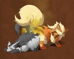  ambiguous_gender arcanine big_butt butt fart looking_back mightyena nintendo overweight paws pok&eacute;mon raised_tail rikuaoshi size_difference smothering teeth typhlosion video_games 