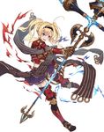  absurdres armor blonde_hair blue_eyes braid granblue_fantasy hairband highres long_hair mugcup open_mouth red_armor skirt solo staff twintails zeta_(granblue_fantasy) 