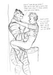  calvin_(c&amp;h) calvin_and_hobbes cum ephorox feline hobbes human humanoid_penis male male/male mammal muscular penis sketch text tiger 