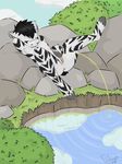  2015 anthro anus butt cloud equine eyes_closed felixpernocta_(artist) female hand_behind_head hannibal_(felixpernocta) lying mammal nude on_back outside peeing pussy rock sky solo tree urine water watersports zebra 