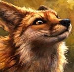  2015 ambiguous_gender brown_eyes brown_fur canine feral fox fur headshot_portrait kenket mammal painting portrait smile smug solo teeth white_fur 