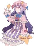  bow capelet double_bun hat hat_bow long_hair mob_cap n-mix patchouli_knowledge purple_eyes purple_hair sash solo star touhou twitter_username very_long_hair white_hair wide_sleeves 