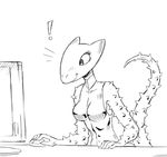  ! black_and_white blush breasts computer eyelashes female horridus monochrome savage_dragon scalie smile solo spikes 