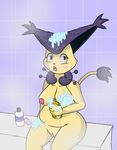  animal_humanoid anthro bath blush breasts cat cat_humanoid chubby delcatty feline female fur humanoid iguanasarecool mammal nintendo pok&eacute;mon purple_fur pussy soap solo sponge video_games water wet 