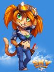  anthro breasts cleavage clothed clothing facebook feline female green_eyes mammal maya sky_adventures solo 