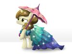  2015 blackligerth brown_hair clothed clothing colorful cute design digital_media_(artwork) dress equine female feral fur hair hi_res horn horse mammal my_little_pony painting pose simple_background sparkles tan_fur umbrella unicorn white_background white_sclera yellow_eyes 