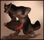  2015 anthro balls canine ekbellatrix erection fur hair male mammal nude open_mouth penis smile solo tongue tongue_out were werewolf 
