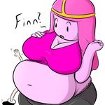  adventure_time belly bubble_gum cleavage clothed clothing female finn_the_human hair human male mammal navel obese overweight pink_hair princess_bubblegum unknown_artist 