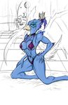  anthro avian bed big_breasts bikini bowing bowl breasts chest_tuft clothing duplicitousmachine facial_markings feathers female fur hand_on_hip hand_on_thigh jewelry kneeling markings mountain navel non-mammal_breasts swimsuit tuft wings 