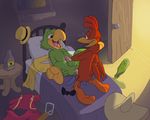  alcohol anal anal_penetration anthro avian balls bed beverage bird drunk duo food jos&eacute;_carioca male male/male paintfox panchito_pistoles penetration penis the_three_caballeros 