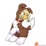  2015 alasou alpha_channel applejack_(mlp) blonde_hair clothing costume earth_pony equine female feral friendship_is_magic green_eyes hair horse mammal mouth_hold my_little_pony patreon pony simple_background solo transparent_background 