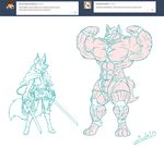 bulge canine clothed clothing costume fox half-dressed hyper hyper_muscles jonathan_(character) juano male mammal muscular stephen topless 
