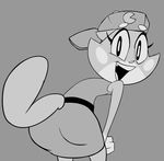  2015 animated anthro butt cat feline female greyscale lagomorph looking_at_viewer looking_back mammal monochrome shima solo super_planet_dolan twerking vimhomeless 