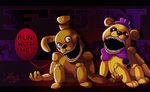  bear bow fiszi five_nights_at_freddy&#039;s five_nights_at_freddy&#039;s_4 fredbear_(fnaf) glowing glowing_eyes hat lagomorph mammal plushie plushtrap_(fnaf) rabbit video_games 