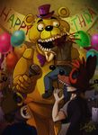  2015 animatronic anthro bear blood bow_tie child fiszi five_nights_at_freddy&#039;s five_nights_at_freddy&#039;s_4 fredbear_(fnaf) hair hat human machine male mammal mask open_mouth robot shocked size_difference smaller_male teeth video_games young younger_male 