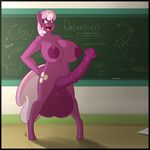  animal_genitalia anthro anthrofied areola balls big_balls big_breasts breasts cheerilee_(mlp) classroom cutie_mark dickgirl english_text equine erection friendship_is_magic grey_hair hair hands_on_hips horse horsecock huge_balls huge_breasts hyper hyper_balls hyper_penis intersex komponi mammal multicolored_hair my_little_pony navel nipples nude open_mouth penis pony purple_penis purple_skin smile solo standing teeth text tongue two_tone_hair 