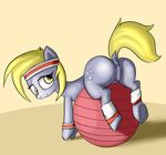  anus ball blonde_hair butt cutie_mark derpy_hooves_(mlp) disastral equine exercise female feral friendship_is_magic hair headband horse mammal my_little_pony pony pussy smile solo workout yellow_eyes 