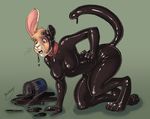  angrboda blue_eyes collar feline female flir gender_transformation lagomorph liquid_latex male mammal paint_can panther rabbit rubber shiny slime solo transformation 