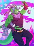  2015 abs anthro belt clothed clothing dinosaur jojo&#039;s_bizarre_adventure kabier male muscular pants raptor scalie scarf shirt solo tank_top toned vergence 