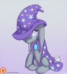  2015 alasou braided_hair cape clothing cute earth_pony equine eyewear female feral friendship_is_magic glasses hair hand_on_head hat horse mammal my_little_pony pony silver_spoon_(mlp) simple_background smile solo young 