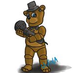  animatronic bear blue_eyes bow_tie brown_fur cute five_nights_at_freddy&#039;s freddy_(fnaf) fur hat machine male mammal robot smile top_hat uitinla video_games withered_freddy 