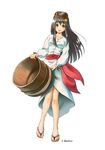  aoshima_megu black_hair breasts brown_eyes bucket clam diving_mask diving_mask_on_head dress feet full_body hair_ornament hamaguchi_yoshihiro long_hair mascot medium_breasts sandals sash seiza sidelocks sitting solo toes waraji 