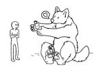  4_toes anthro canine claws couple crossed_arms cute duo fluffy hug human interspecies love male mammal monochrome nintendo nintendo_ds pawpads sad sitting standing toes unknown_artist video_games were werewolf 