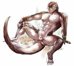  2015 abs anthro anus balls bracelet claws eyewear fully_sheathed jewelry male mammal nipples nude pangolin pecs presenting requiembeatz scales sheath simple_background solo spread_legs spreading thick_tail 