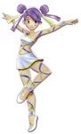  1girl female fighting_stance hair_ribbon leg_lift nintendo official_art pokemon pokemon_battle_revolution pose purple_hair ribbon ribbon_(pokemon) sashay_(pokemon) skirt solo upskirt 