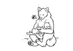  4_toes canine comfortable couple cute duo eyes_closed fluffy head_on_chest human male mammal monochrome musical_lyric nintendo nintendo_ds pawpads sitting size_difference sleeping toes unknown_artist video_games were werewolf 