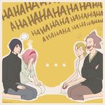  ... embarrassed family hairband haruno_kizashi haruno_mebuki haruno_sakura laughing lintankleen naruto sideburns sitting spiked_hair sweatdrop uchiha_sasuke 