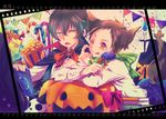  ;p animal_ears bangs black_hair book book_stack bow brown_eyes brown_hair bucket calendar_(medium) candle candy candy_cane cape crossed_arms fangs finger_to_cheek food fukube_satoshi green_eyes hair_between_eyes holding holding_book hyouka ibuki_hasu jack-o'-lantern lollipop long_sleeves lying multiple_boys neckerchief on_stomach one_eye_closed oreki_houtarou pennant popcorn shirt short_hair silk skull spider_web star string_of_flags tail tongue tongue_out vampire vest white_shirt wolf_ears 