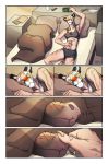  anthro bed boop clothing comic duo feline female kahito_slydeft_(artist) mammal on_bed pangolin pantherine sleeping smile tiger under_covers underwear 