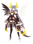  asymmetrical_wings bad_id bad_pixiv_id bare_shoulders blue_hair choker dizzy full_body guilty_gear hair_ribbon highres long_hair red_eyes ribbon san_(winteroll) solo tail tail_ribbon thighhighs transparent_background very_long_hair wings 