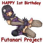  1girl artist_request boots bottomless character_request copyright_request futanari goth panty_hose pantyhose penis purple_clothes purple_hair red_eyes simple_background skull smile solo source_request 