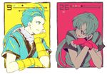  bad_id bad_pixiv_id blue_eyes blue_hair chester_barklight falken_barklight father_and_son fingerless_gloves gloves k-mame limited_palette long_hair male_focus multiple_boys ponytail tales_of_(series) time_paradox 