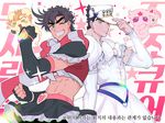  aqua_eyes black_hair caesar_anthonio_zeppeli cosplay cure_black cure_black_(cosplay) cure_white cure_white_(cosplay) futari_wa_precure grin hat jojo_no_kimyou_na_bouken joseph_joestar_(young) kakyouin_noriaki kuujou_joutarou magical_girl male_focus mepple mepple_(cosplay) midriff mipple mipple_(cosplay) multiple_boys precure sicon smile 