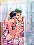  2boys anal aomine_daiki bulge kuroko_no_basuke midorima_shintarou multiple_boys seklutz shower water yaoi 